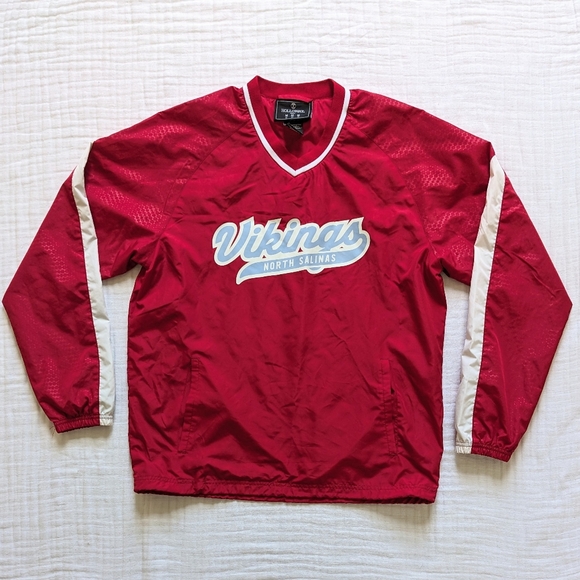 Holloway Pullover Windbreaker Jacket Mens Medium Red Vikings North Salinas Y2K - Picture 1 of 8